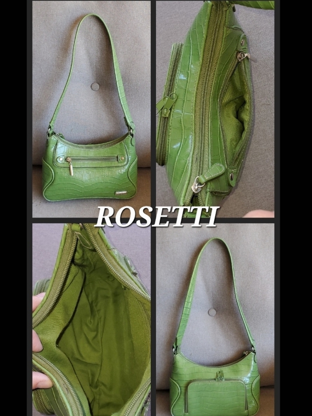 Rosetti Spring Green Crocodile Embossed Patent Leather